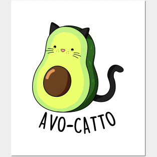 Avo-Catto Cute Funny Avocado Cat Pun Posters and Art